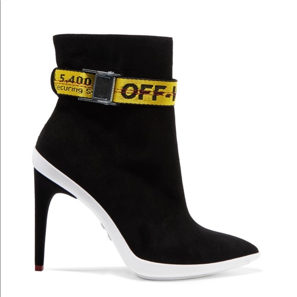 off white suede ankle boots